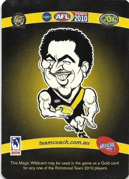 2010 Team Zone AFL Team - Magic Wildcards #MW-12 Richard Tambling Back